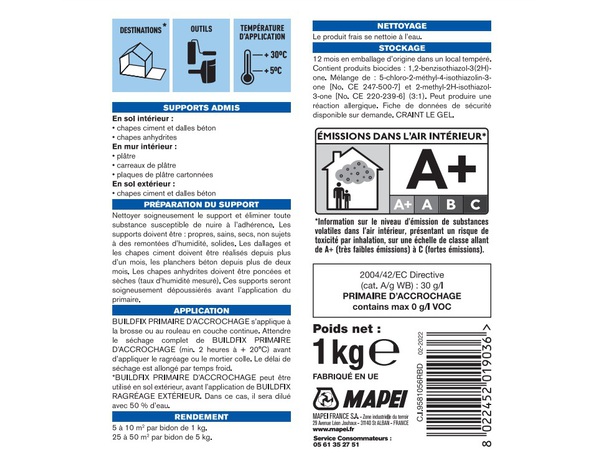 Primaire d’accrochage - 1 kg - Mapei - Brico Dépôt