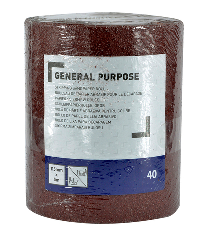 Rouleau de papier ponçage, grain 40 - 115 mm x 5 m - Brico Dépôt