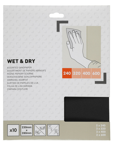 Lot de 10 feuilles de papier de verre 230 x 280 mm - Brico Dépôt