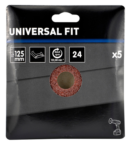 Lot de 5 disques de ponçage 125 x 22 mm, grain gros 24 - Universal - Brico Dépôt