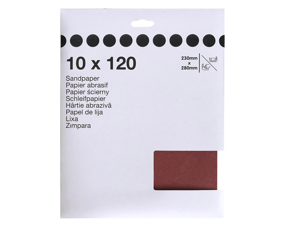 Lot de 10 feuilles de papier abrasives 230 x 280 mm grain 120 - Brico Dépôt