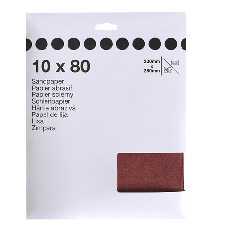 Lot de 10 feuilles de papier abrasives 230 x 280 mm grain 80 - Brico Dépôt