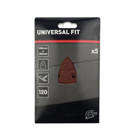 Lot de 5 feuilles de ponçage 150 x 100 mm grain de 120 - Universal - Brico Dépôt