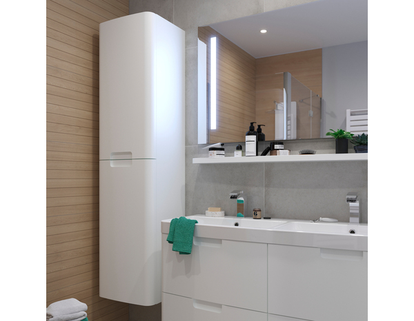 Colonne de rangement blanc 2 portes "Himalia" - L.40 x H.160 x P.36 cm - GoodHome - Brico Dépôt