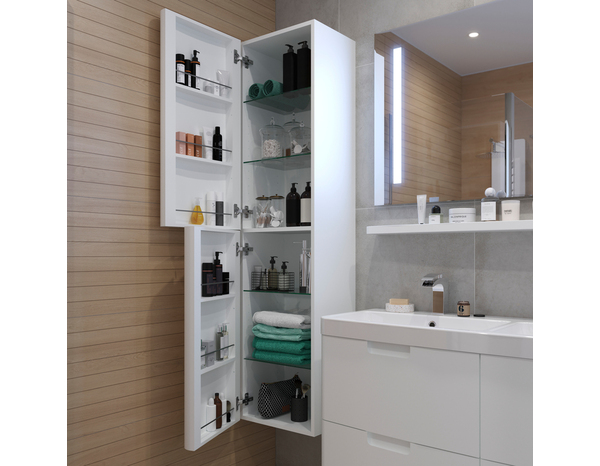 Colonne de rangement blanc 2 portes "Himalia" - L.40 x H.160 x P.36 cm - GoodHome - Brico Dépôt