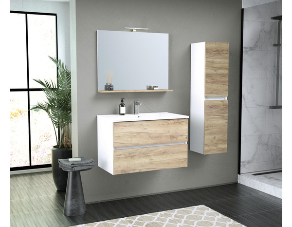 Ensemble meuble + vasque + miroir L. 80 cm "Monza" - Brico Dépôt