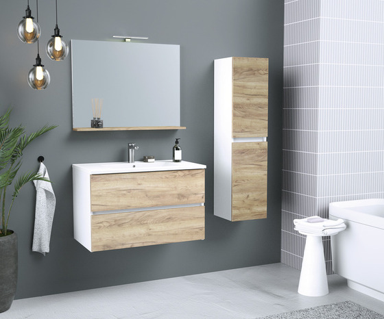 Colonne imitation bois et blanc 2 portes H. 120 cm "Monza" - Brico Dépôt