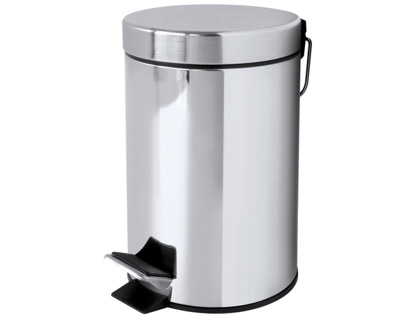 Poubelle à pédale chromé 3L - P. 22 cm x H. 26 cm x l. 17 cm - Brico Dépôt