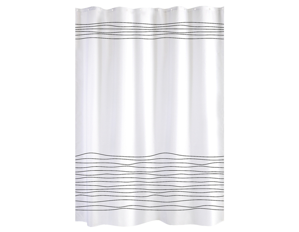 Rideau de douche "Evo" blanc/noir 180 x 200 cm - Brico Dépôt