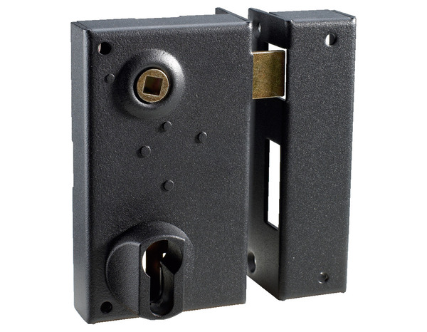 Serrure noire en applique verticale pour porte d'entrée droite - 73x125 mm - Thirard - Brico Dépôt