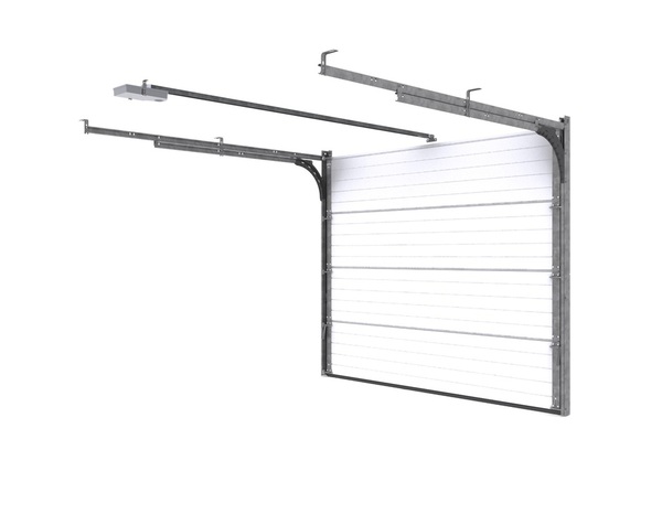 Porte de garage sectionnelle motorisée - Blanche - 200 x 240 cm - Brico Dépôt