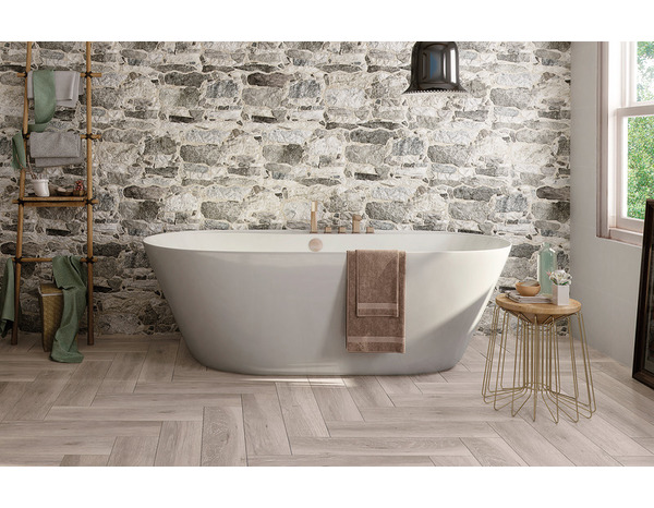 Carrelage de sol intérieur "Oliva" taupe - l. 24 x L. 88 cm - Brico Dépôt