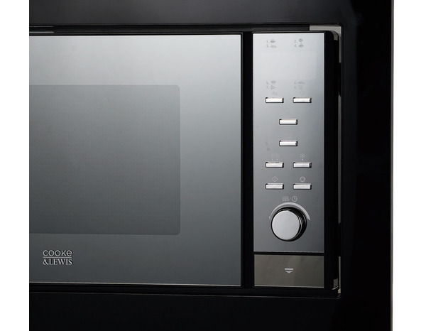 Micro-ondes encastrable noir 25 L "Flatbed" - Cooke and Lewis - Brico Dépôt