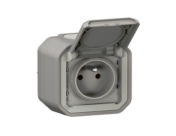 Prise de courant avec volet "Plexo" complet saillie - Gris - Legrand - Brico Dépôt