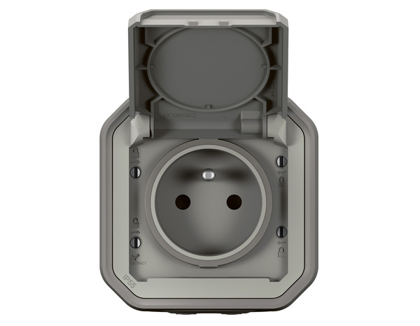 Prise de courant avec volet "Plexo" complet saillie - Gris - Legrand - Brico Dépôt