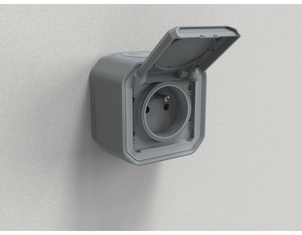 Prise de courant avec volet "Plexo" complet saillie - Gris - Legrand - Brico Dépôt