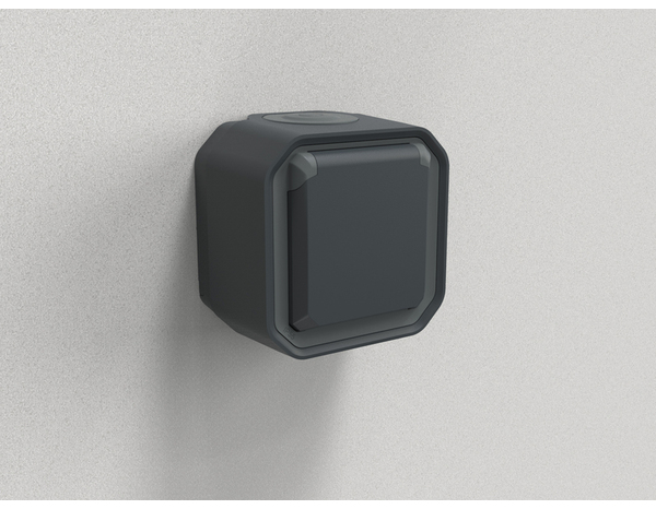 Prise de courant avec volet "Plexo" complet saillie - Gris anthracite - Legrand - Brico Dépôt