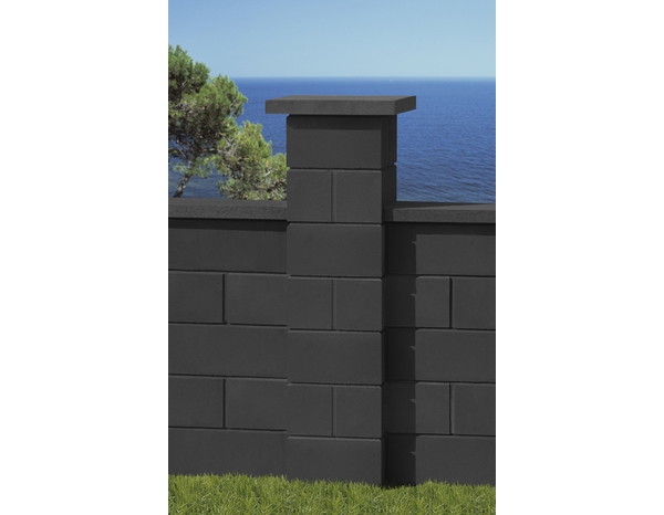 Pilier lisse décoratif en béton anthracite - 30X30 cm H. 17,1 cm - Brico Dépôt