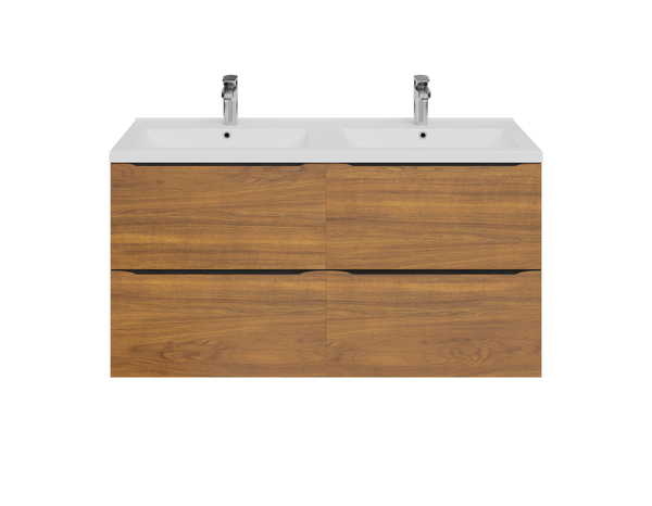 Meuble sous vasque double à suspendre effet noyer "Idalie" L. 120 x H. 60 x P. 45 cm - Cooke and Lewis - Brico Dépôt