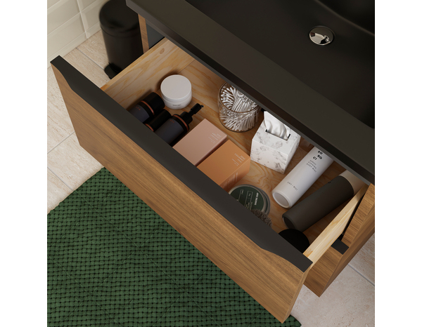 Meuble sous vasque à suspendre effet noyer "Idalie" L. 60 x H. 60 x P. 45 cm - Cooke and Lewis - Brico Dépôt