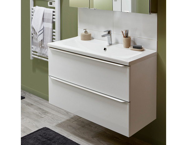 Meuble sous vasque à suspendre blanc Idalie L. 100 x H. 60 x P. 45 cm - Cooke and Lewis - Brico Dépôt