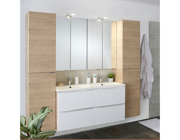 Meuble sous vasque double à suspendre blanc Idalie L. 120 x H. 60 x P. 45 cm - Cooke and Lewis - Brico Dépôt