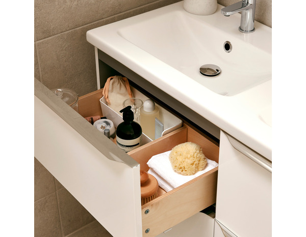 Meuble sous vasque double à suspendre blanc Idalie L. 120 x H. 60 x P. 45 cm - Cooke and Lewis - Brico Dépôt