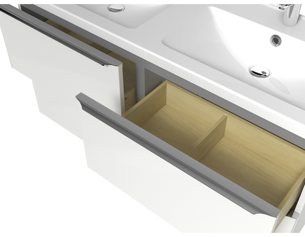 Meuble sous vasque double à suspendre blanc Idalie L. 120 x H. 60 x P. 45 cm - Cooke and Lewis - Brico Dépôt