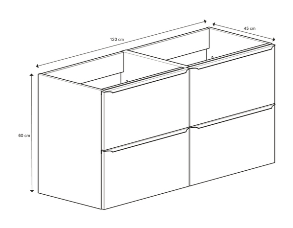 Meuble sous vasque double à suspendre blanc Idalie L. 120 x H. 60 x P. 45 cm - Cooke and Lewis - Brico Dépôt