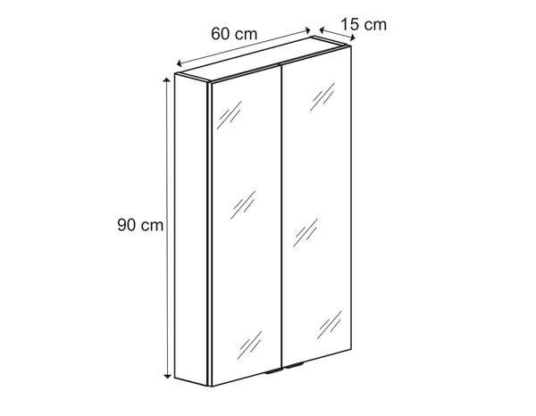 Rangement mural miroir Idalie L. 60 x H. 90 x P. 15 cm - Cooke and Lewis - Brico Dépôt