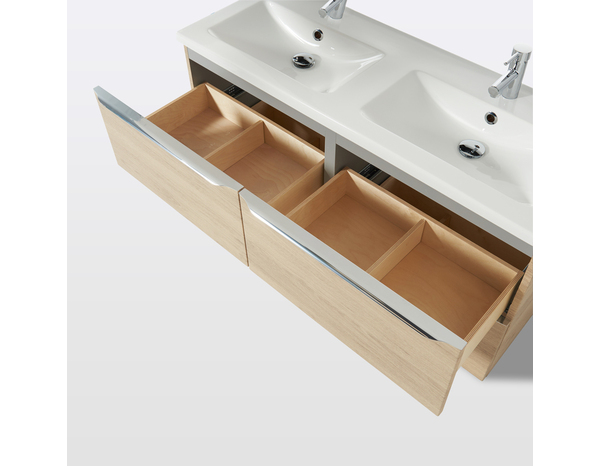 Meuble sous vasque double à suspendre chêne Idalie L. 120 x H. 60 x P. 45 cm - Cooke and Lewis - Brico Dépôt