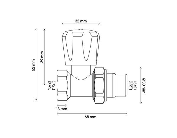 Robinet de radiateur manuel droit en laiton nickelé - 15x21 - Brico Dépôt