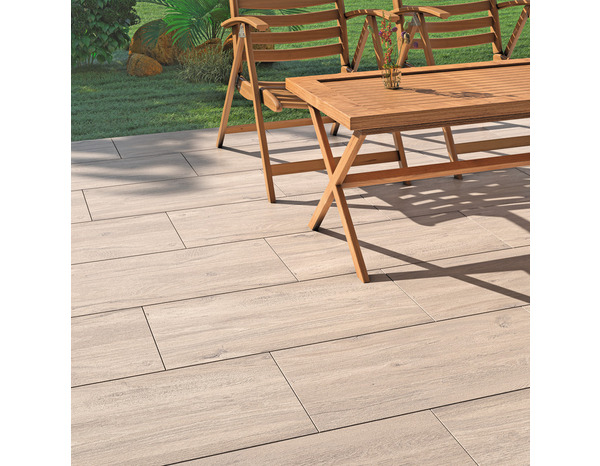 Carrelage de sol extérieur "Vosges" Grip coloris chêne - l. 30 x l. 60 cm; Ep : 8 mm - Brico Dépôt