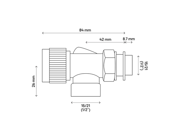 Corps thermostatique équerre inversé en laiton nickelé - 15x21 - Brico Dépôt