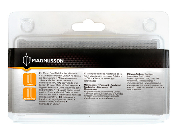 5000 pointes agrafeuse 15 mm en acier carbone - MAGNUSSON - Brico Dépôt