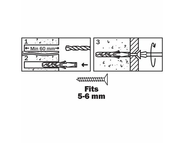 Lot de 10 chevilles nylon CL  Ø 10 x 50 mm - Diall - Brico Dépôt