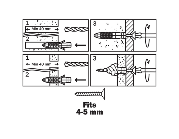 Lot de 20 chevilles nylon universelles CL Ø 6 x 30 mm - Diall - Brico Dépôt
