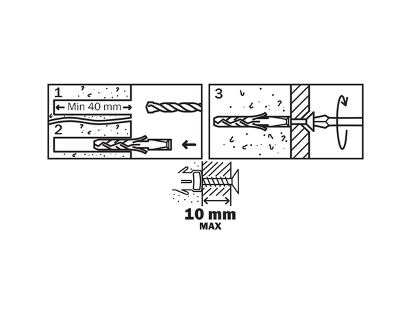 Lot de 15 chevilles nylon CL Ø 6 x 30 + vis - Diall - Brico Dépôt