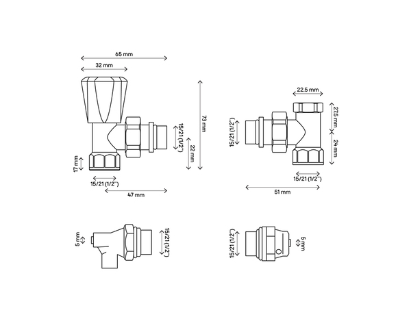 Kit manuel complet robinet pour radiateur - 15/21 - Brico Dépôt