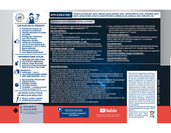 Anti-infiltration terrasse & balcon - Gris - 5L - Ripolin - Brico Dépôt