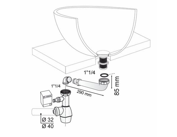 Siphon lavabo ajustable - 32/40 mm - Wirquin - Brico Dépôt