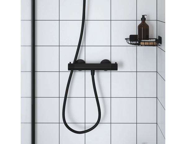 Mitigeur douche thermostatique noir "Livie" - Cooke and Lewis - Brico Dépôt