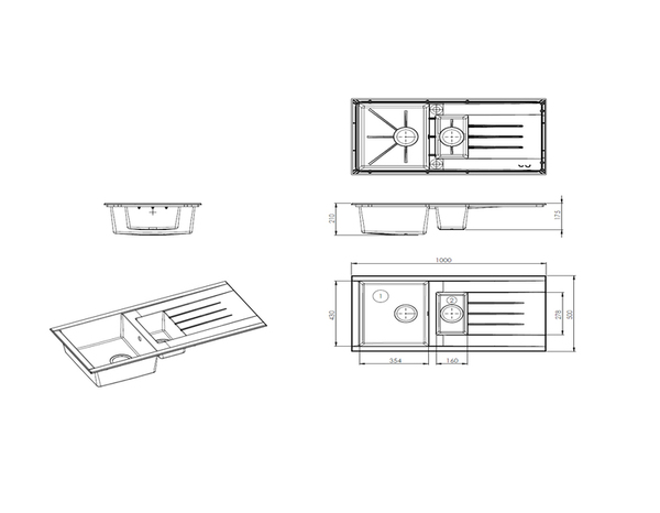Évier résine blanche "ising" - 1,5 cuve - Cooke and Lewis - Brico Dépôt