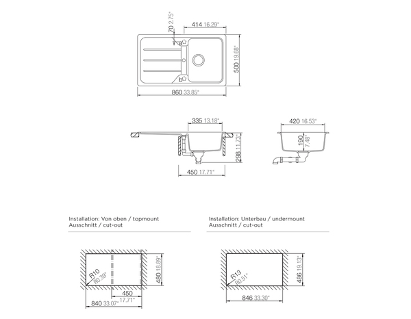 Évier quartz blanc "arber" - 1 cuve - Cooke and Lewis - Brico Dépôt