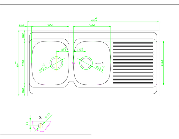Évier de cuisine inox "MAYR" - 2 cuves - Brico Dépôt