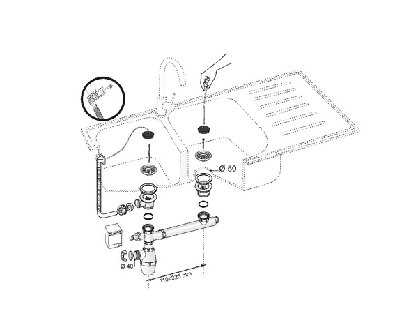 Vidage complet pour évier en inox 2 bacs Ø 50 mm - Wirquin - Brico Dépôt