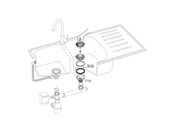 Bonde pour évier 1 bac Ø 90 mm (synthèse, inox ou grès) - Wirquin - Brico Dépôt