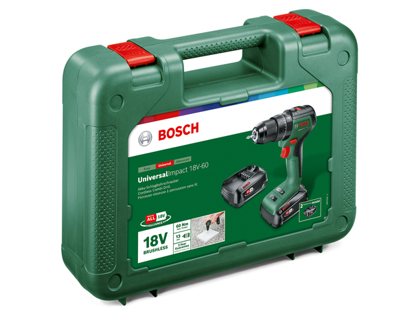 Pack perceuse percussion sans-fil UniversalImpact 18V-60 brushless + 2 batteries 2,0 Ah - Bosch - Brico Dépôt