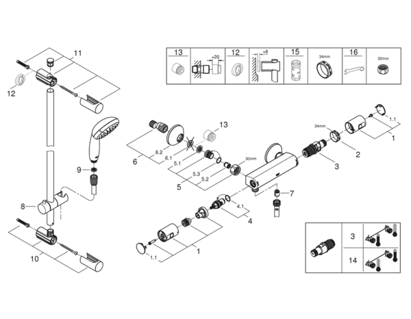 Kit barre douche thermostatique "Precision Start" - Grohe - Brico Dépôt