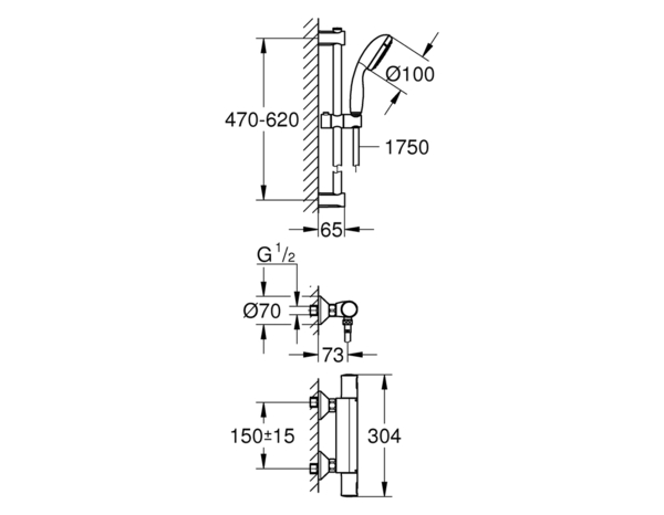 Kit barre douche thermostatique "Precision Start" - Grohe - Brico Dépôt